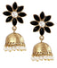 Cute Flower 18K Gold Spinel Black Pearl Jhumki Earring For Women Bulk