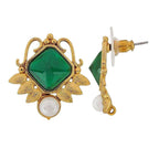Faceted Green Stone 18K Gold Plated Victorian Stud Earring Women Bulk