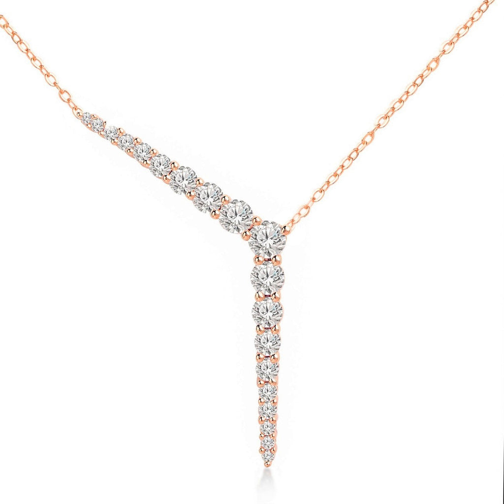 Brass 18K Rose Gold Crystal Encrusted Y Necklace For Women Bulk