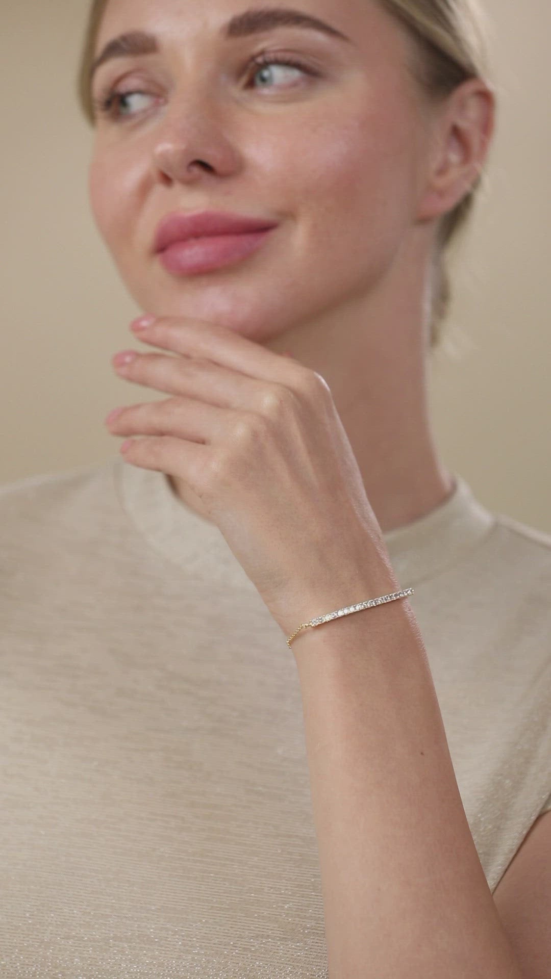 Brass 18K Rose Gold Crystals Bar Bracelet For Women Bulk