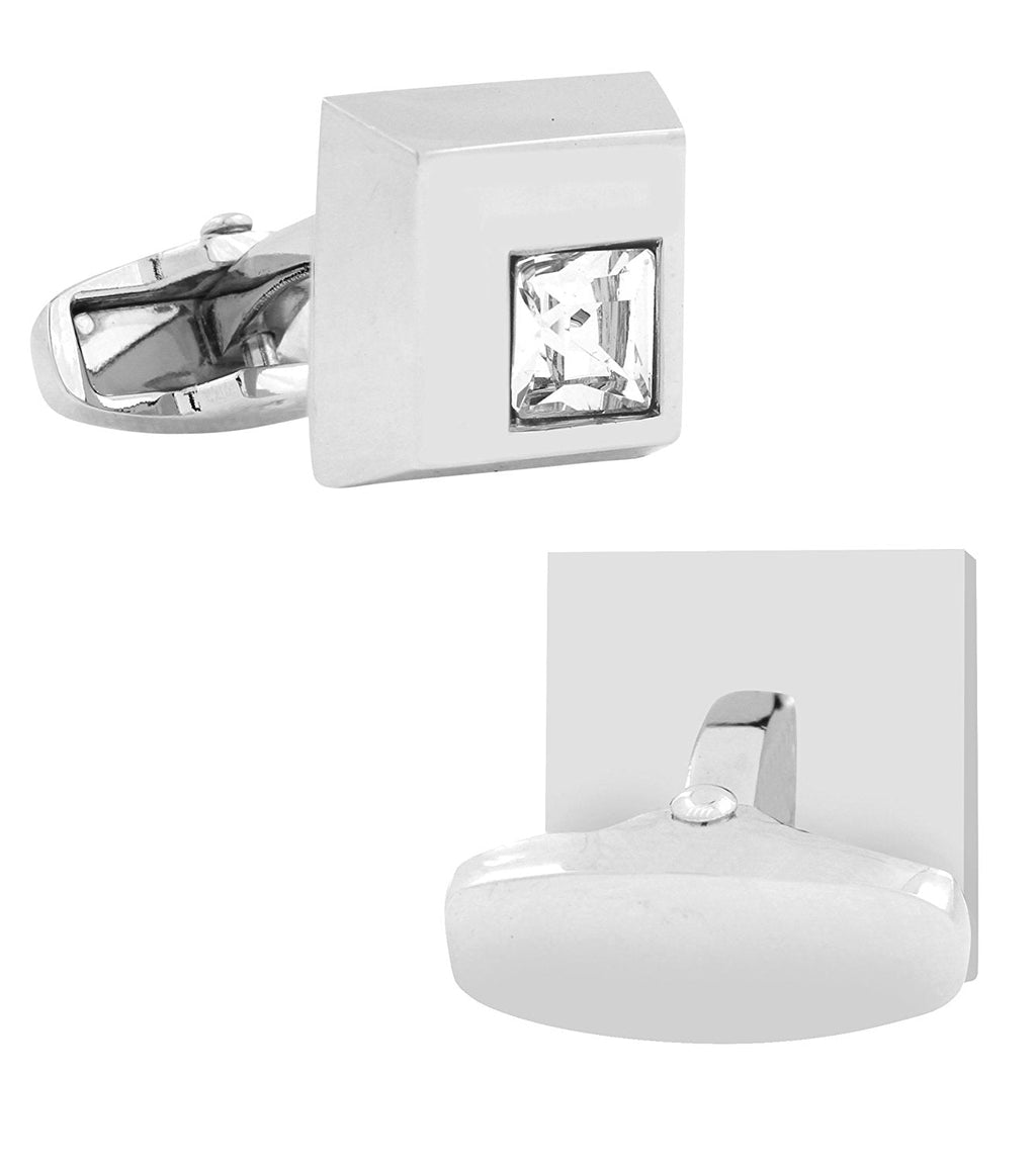 Square Silver Diamond Cufflinks In Box Bulk