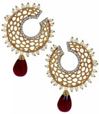 Filigree Chaand Gold Plated Garnet Maroon Drop Earring For Women Bulk
