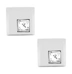 Square Silver Diamond Cufflinks In Box Bulk