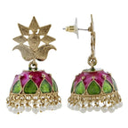 Green Gold Plated Meenakari Pearl Jhumki Earring For Women Bulk