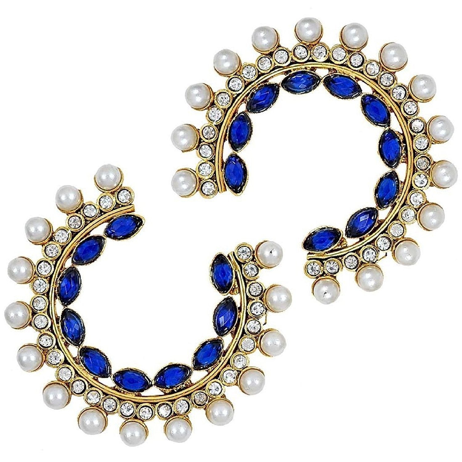 Chaand Bali Marquise Gold Plated Blue Pearl Earring For Women Bulk Secondary image