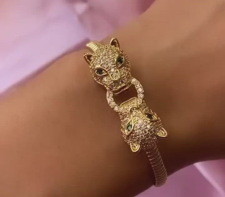 Panther Gold American Diamond Adjustable Cuff Kada Women Bulk
