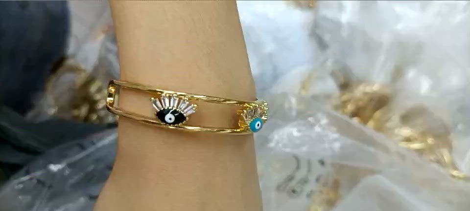 Evil Eye Eyelash Gold Copper Cuff Kada For Women Bulk