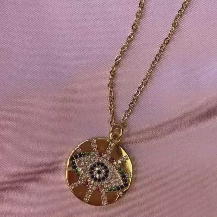Round Evil Eye Necklace Pendant Chain Bulk