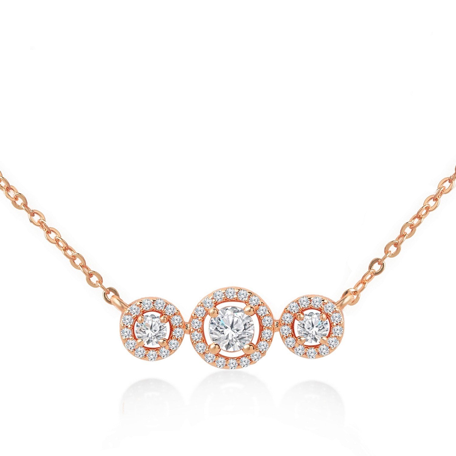 Brass 18K Rose Gold Trilogy Solitaire Pendant For Women Bulk