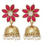 Reddish Pink Floral 22K Gold Plated Jhumki Earring For Women Bulk