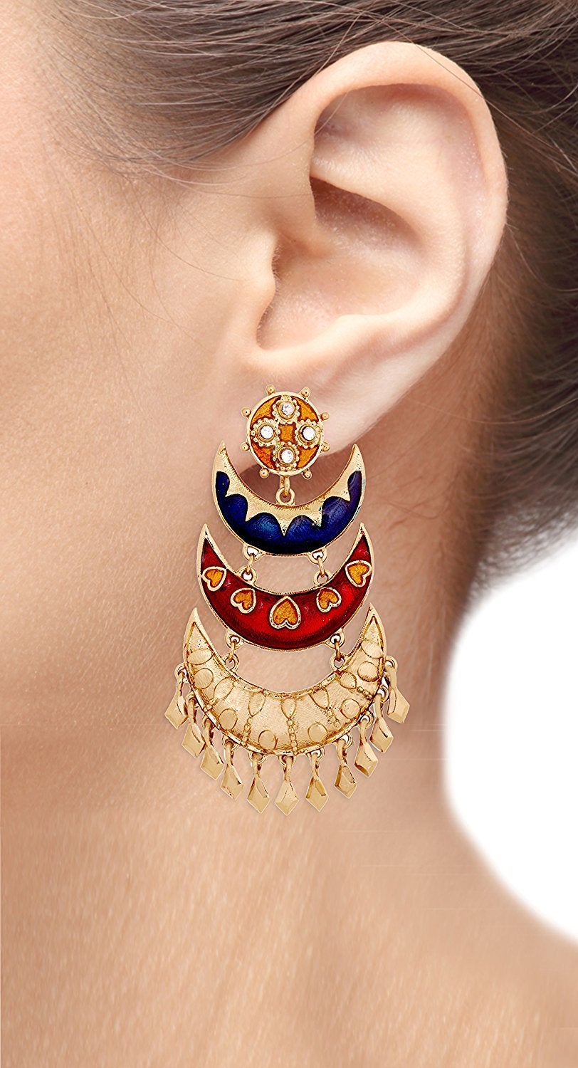 Designer Gold Plated Large Chandelier Earring For Women Bulk