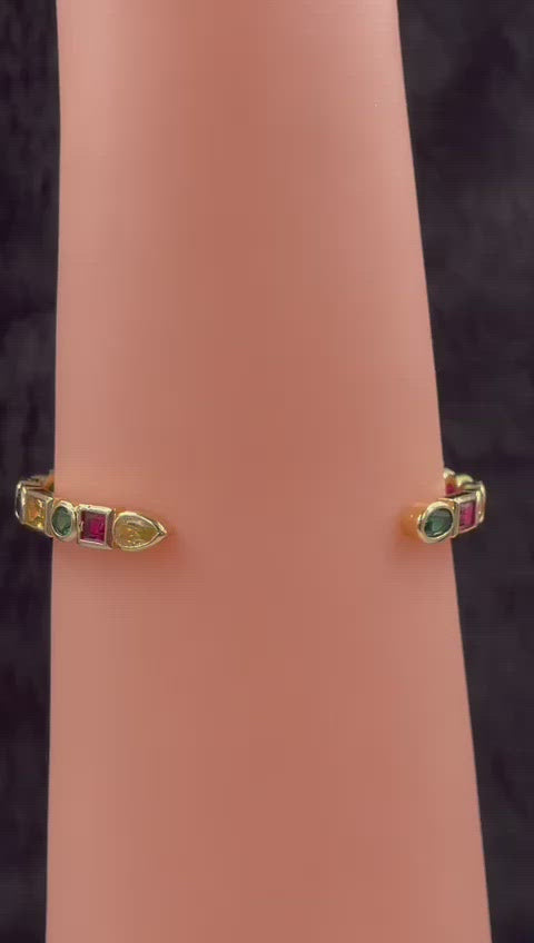 Copper Rainbow Gold Multicolor Stone Cuff Bangle Women Bulk