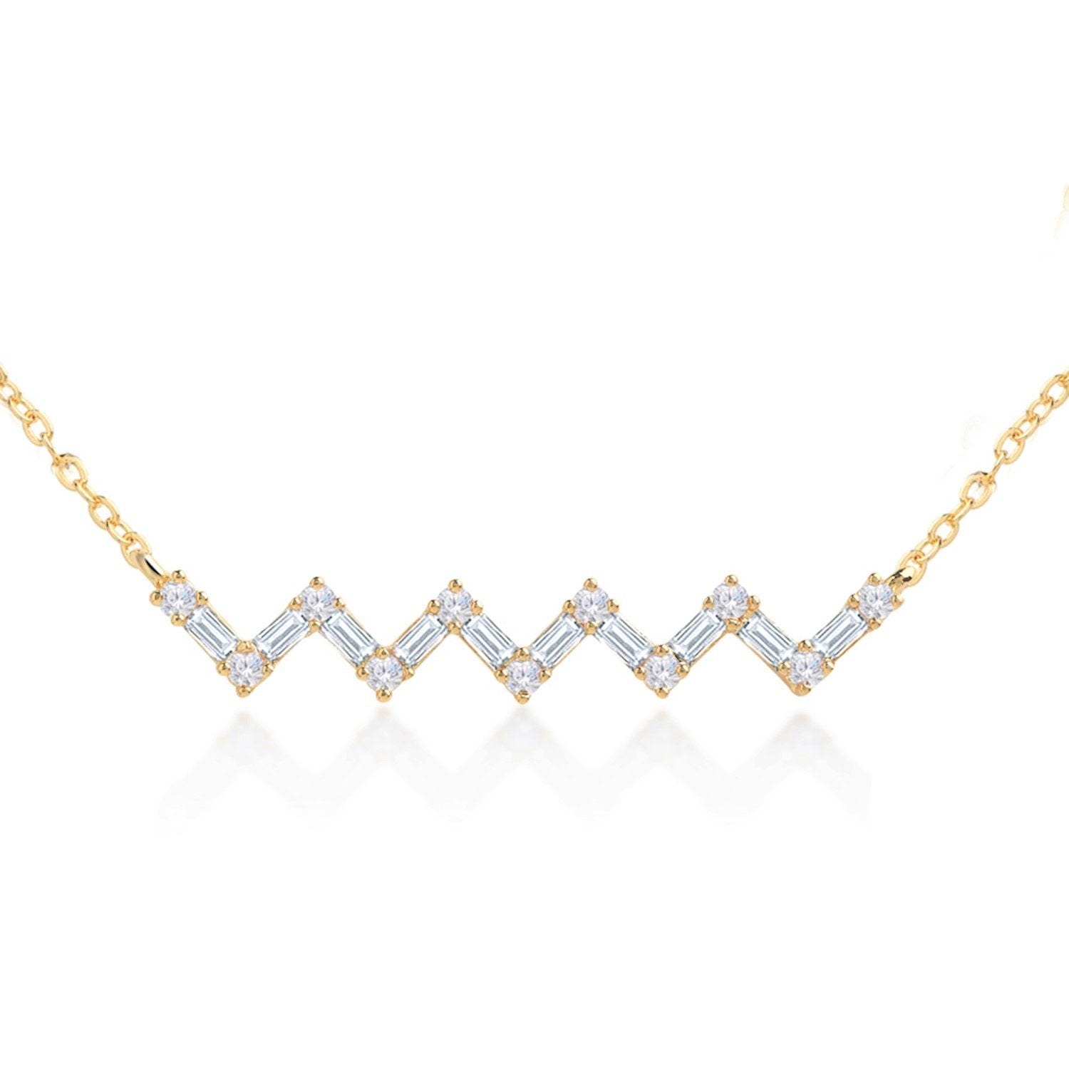 Brass 18K Rose Gold Zigzag Chain Necklace For Women Bulk Secondary image