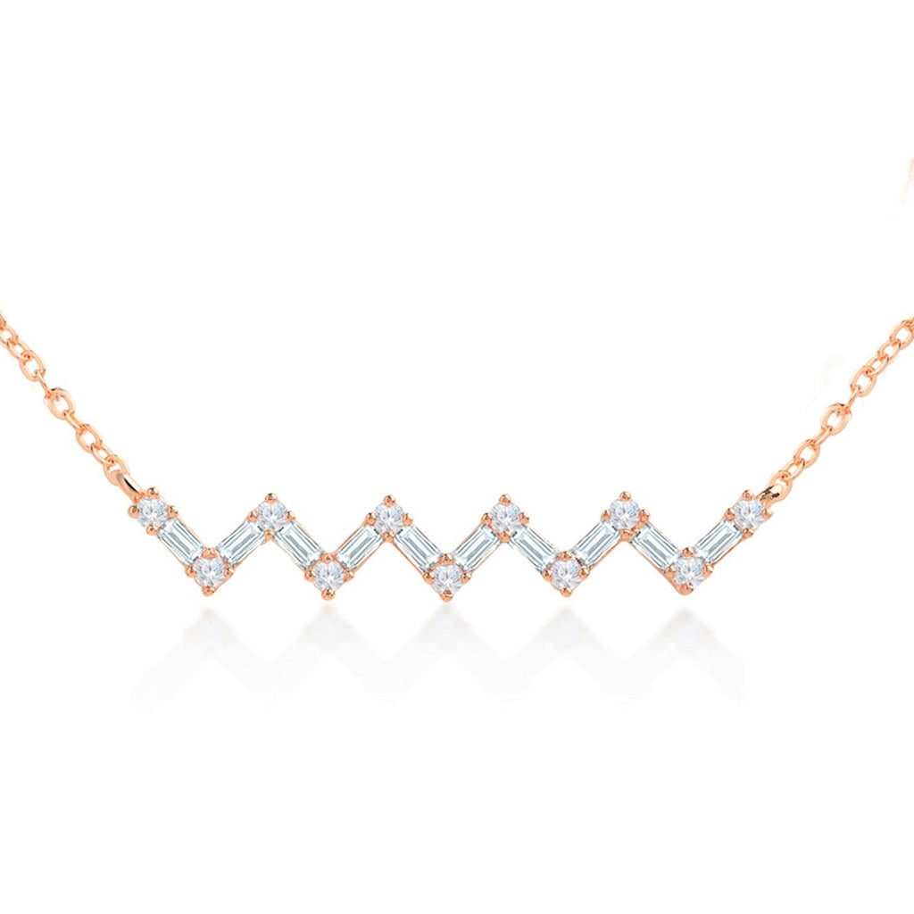 Brass 18K Rose Gold Zigzag Chain Necklace For Women Bulk