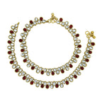 Bridal Traditional Kundan Ruby Look Payal Anklet Pair 30Cm Bulk