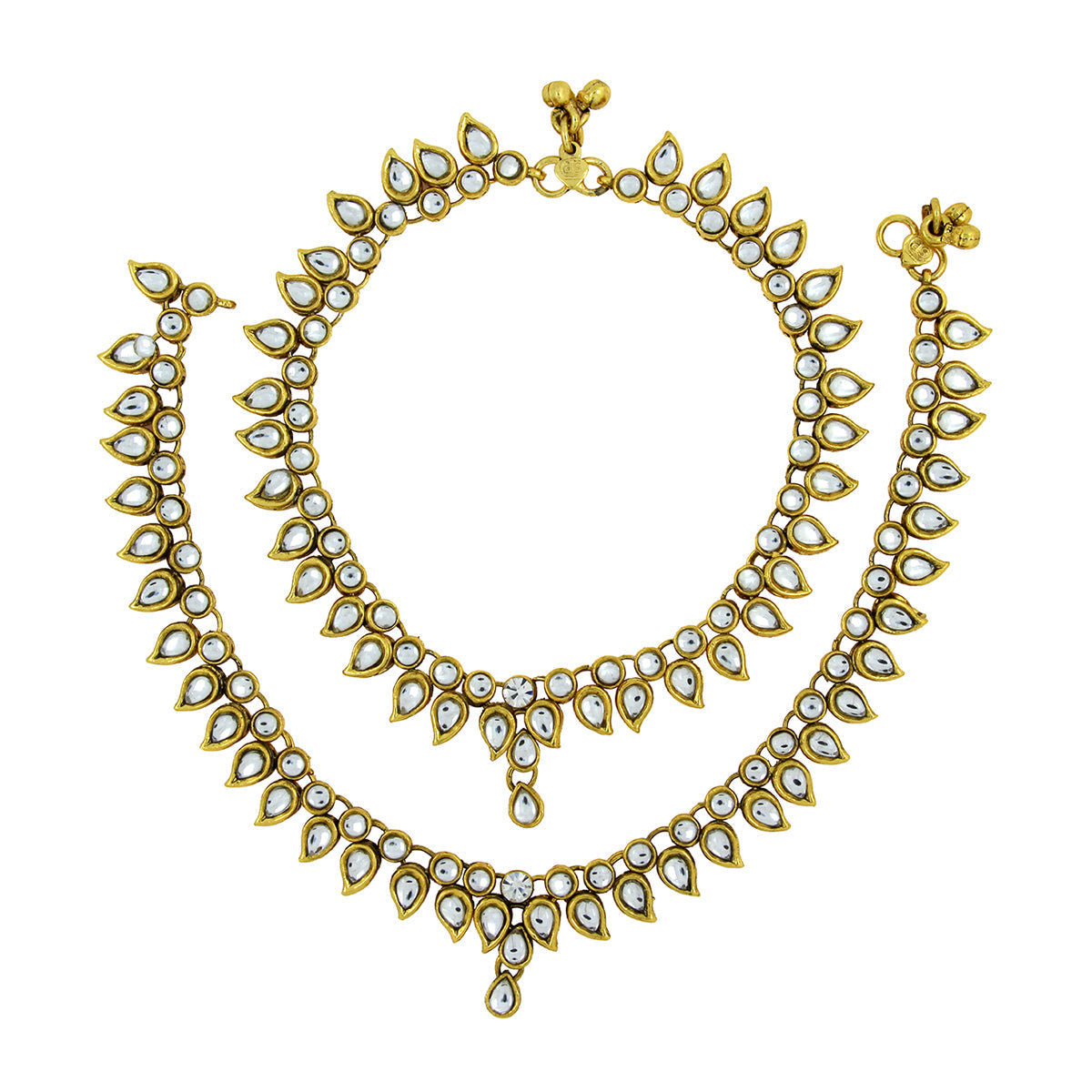Bridal Antique Traditional Kundan Look Payal Anklet Pair 30Cm Bulk