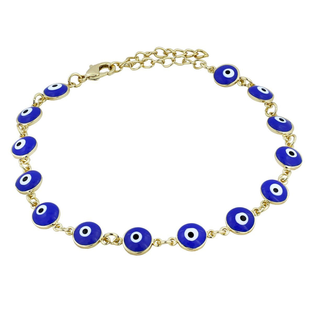 Turkish Blue Evil Eye Dainty Delicate Charms Single Leg Gold Payal