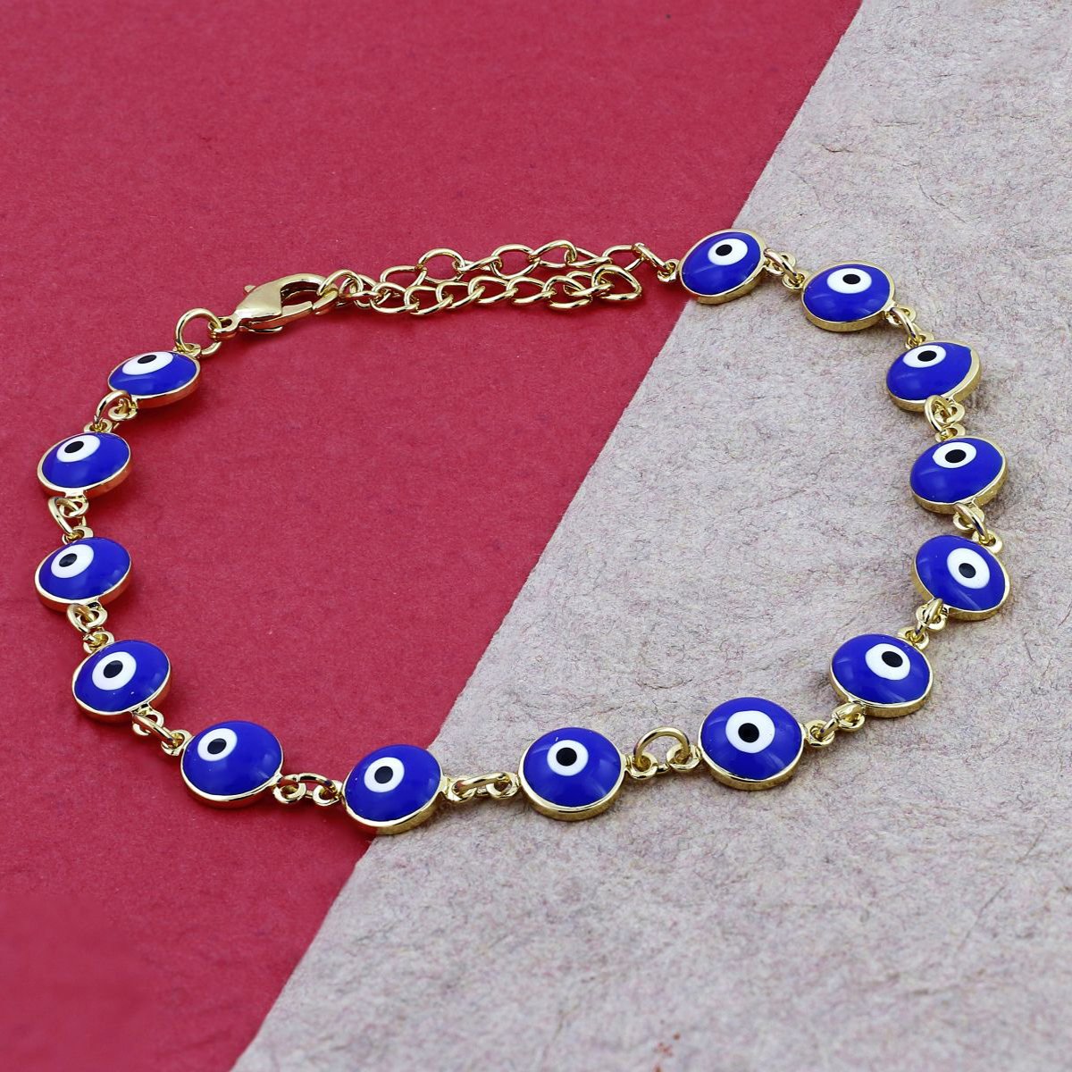 Turkish Blue Evil Eye Dainty Delicate Charms Single Leg Gold Payal Main image
