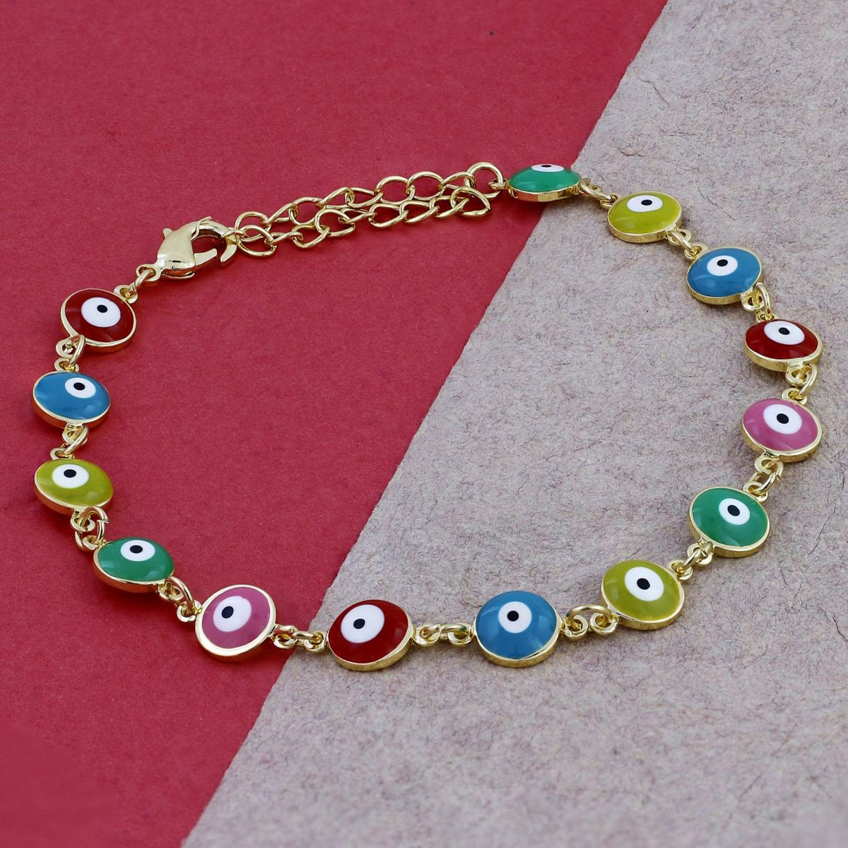 Turkish Colorful Evil Eye Dainty Delicate Charms Single Leg Gold Payal Main image