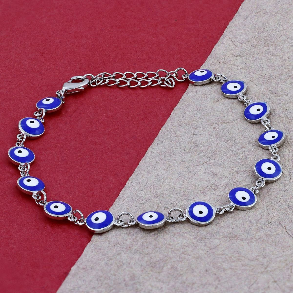 Turkish Blue Evil Eye Dainty Delicate Charms Single Leg Silver Payal Main image
