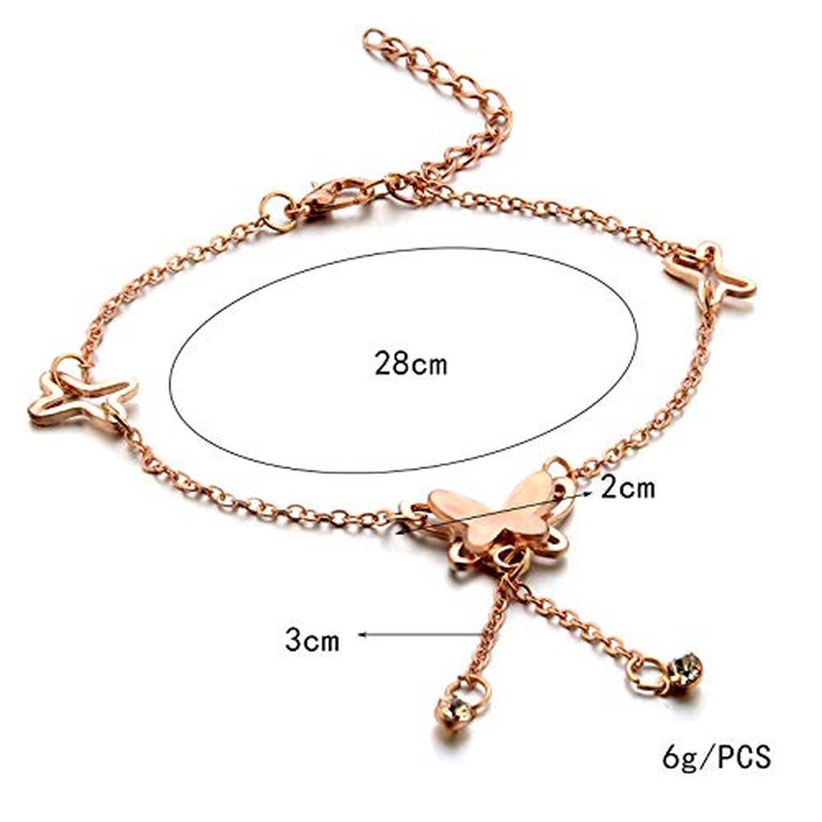 Butterfly Rose Gold Copper Single Anklet For Women Bulk