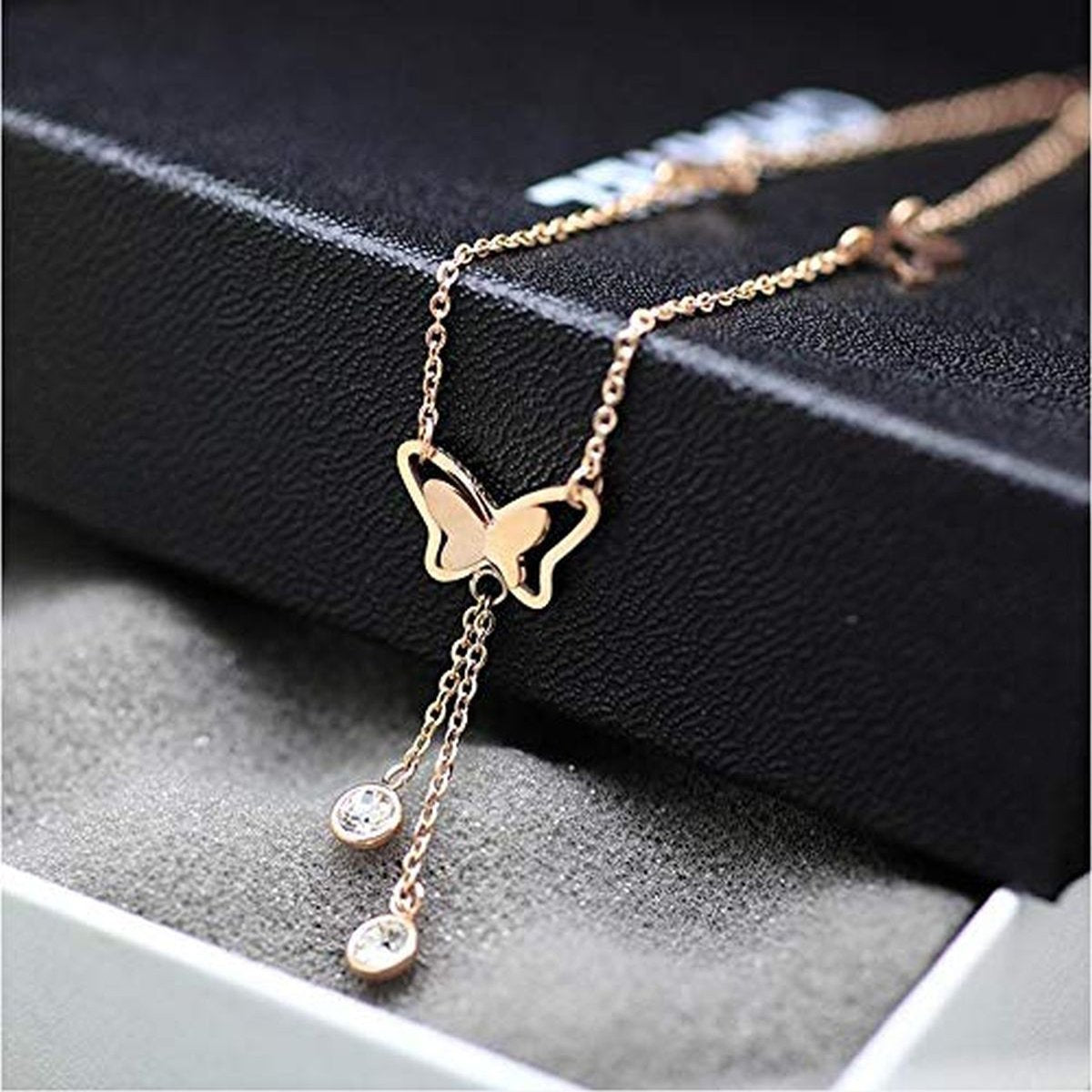 Butterfly Rose Gold Copper Single Anklet For Women Bulk