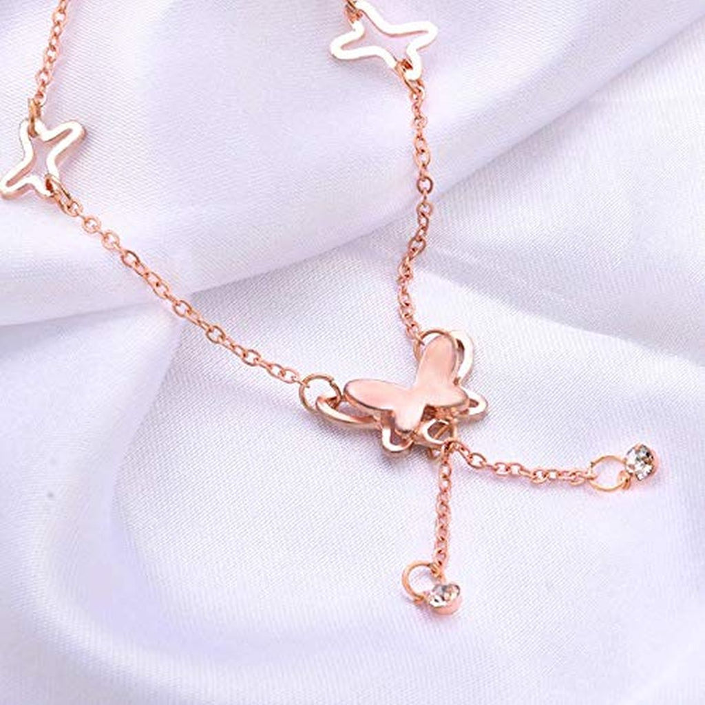 Butterfly Rose Gold Copper Single Anklet For Women Bulk