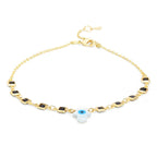 Evil Eye Hama Mother Of Pearl Gold Link Chain Single Charm Anklet Bulk