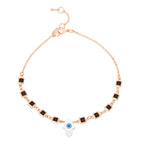 Evil Eye Hama Mother Of Pearl Gold Link Chain Single Charm Anklet Bulk