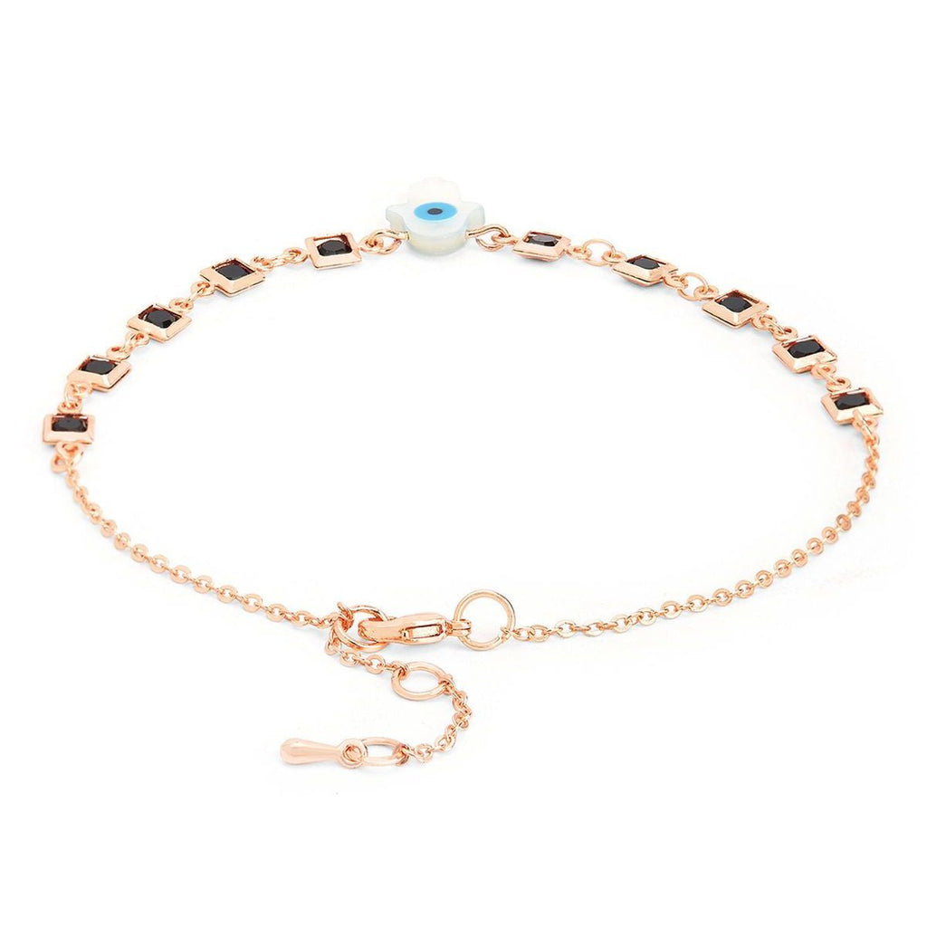 Evil Eye Hama Mother Of Pearl Gold Link Chain Single Charm Anklet Bulk