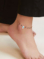 Evil Eye Hama Mother Of Pearl Gold Link Chain Single Charm Anklet Bulk