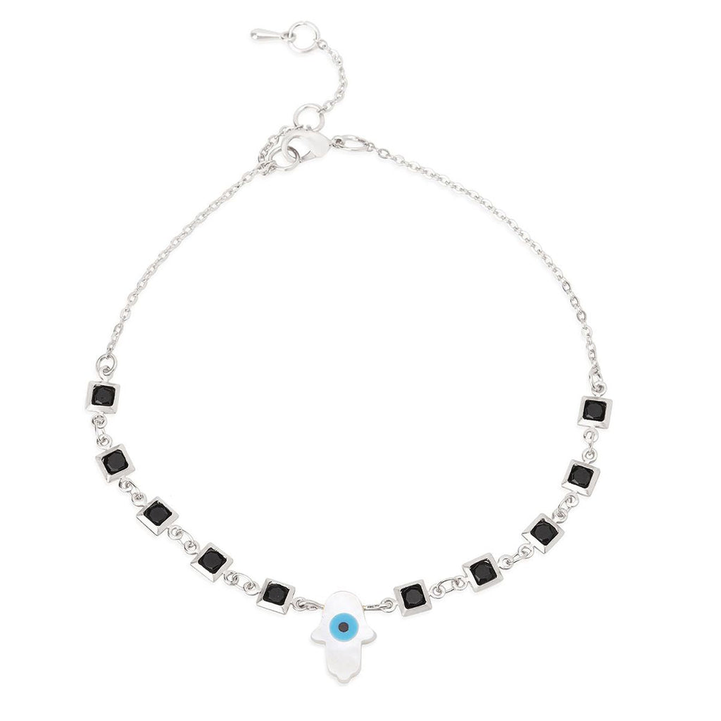 Evil Eye Hama Mother Of Pearl Gold Link Chain Single Charm Anklet Bulk