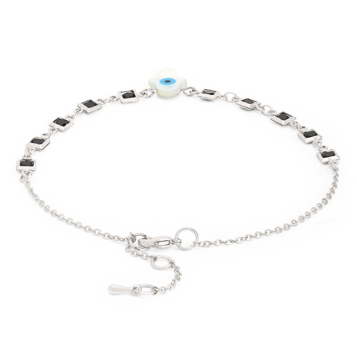 Evil Eye Hama Mother Of Pearl Gold Link Chain Single Charm Anklet Bulk