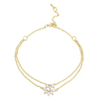 Marquise Cut Cubic Zirconia Gold Link Chain Layer Single Anklet Bulk