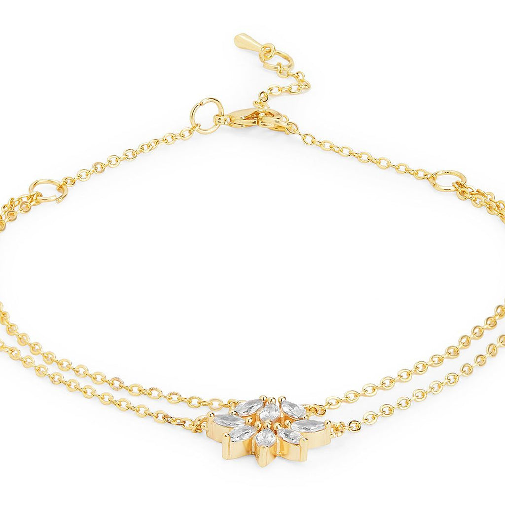Marquise Cut Cubic Zirconia Gold Link Chain Layer Single Anklet Bulk