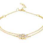Marquise Cut Cubic Zirconia Gold Link Chain Layer Single Anklet Bulk