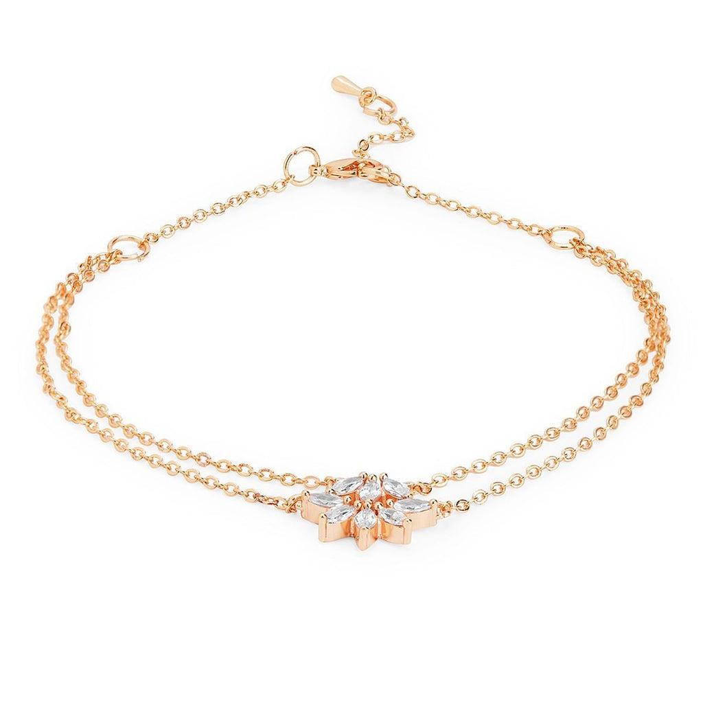 Marquise Cut Cubic Zirconia Gold Link Chain Layer Single Anklet Bulk
