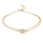 Marquise Cut Cubic Zirconia Gold Link Chain Layer Single Anklet Bulk