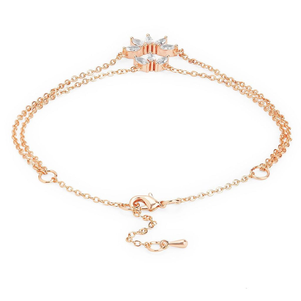 Marquise Cut Cubic Zirconia Gold Link Chain Layer Single Anklet Bulk