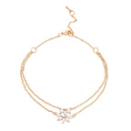 Marquise Cut Cubic Zirconia Gold Link Chain Layer Single Anklet Bulk