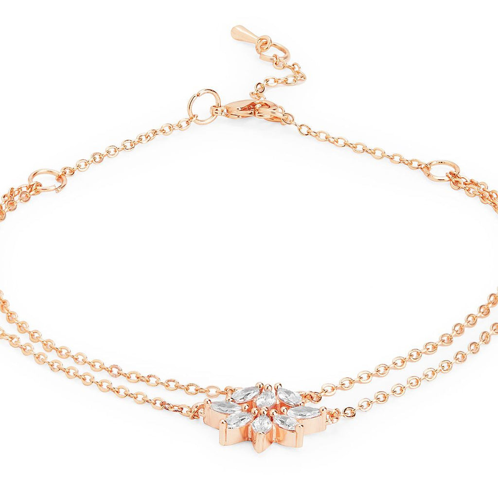 Marquise Cut Cubic Zirconia Gold Link Chain Layer Single Anklet Bulk