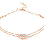 Marquise Cut Cubic Zirconia Gold Link Chain Layer Single Anklet Bulk