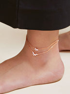 Marquise Cut Cubic Zirconia Gold Link Chain Layer Single Anklet Bulk