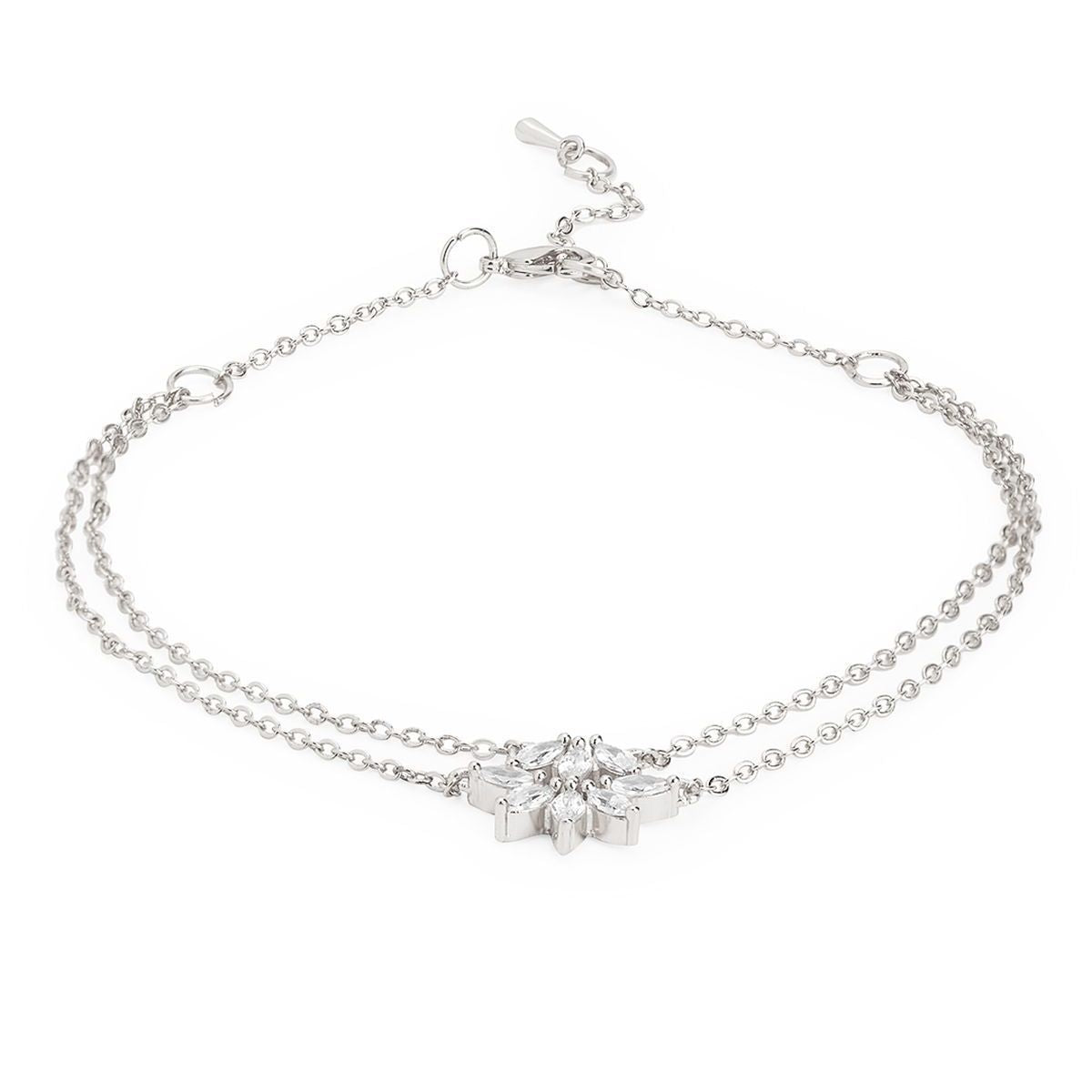 Marquise Cut Cubic Zirconia Gold Link Chain Layer Single Anklet Bulk