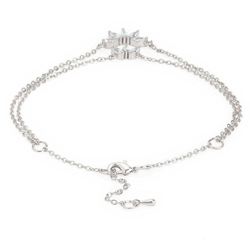 Marquise Cut Cubic Zirconia Gold Link Chain Layer Single Anklet Bulk