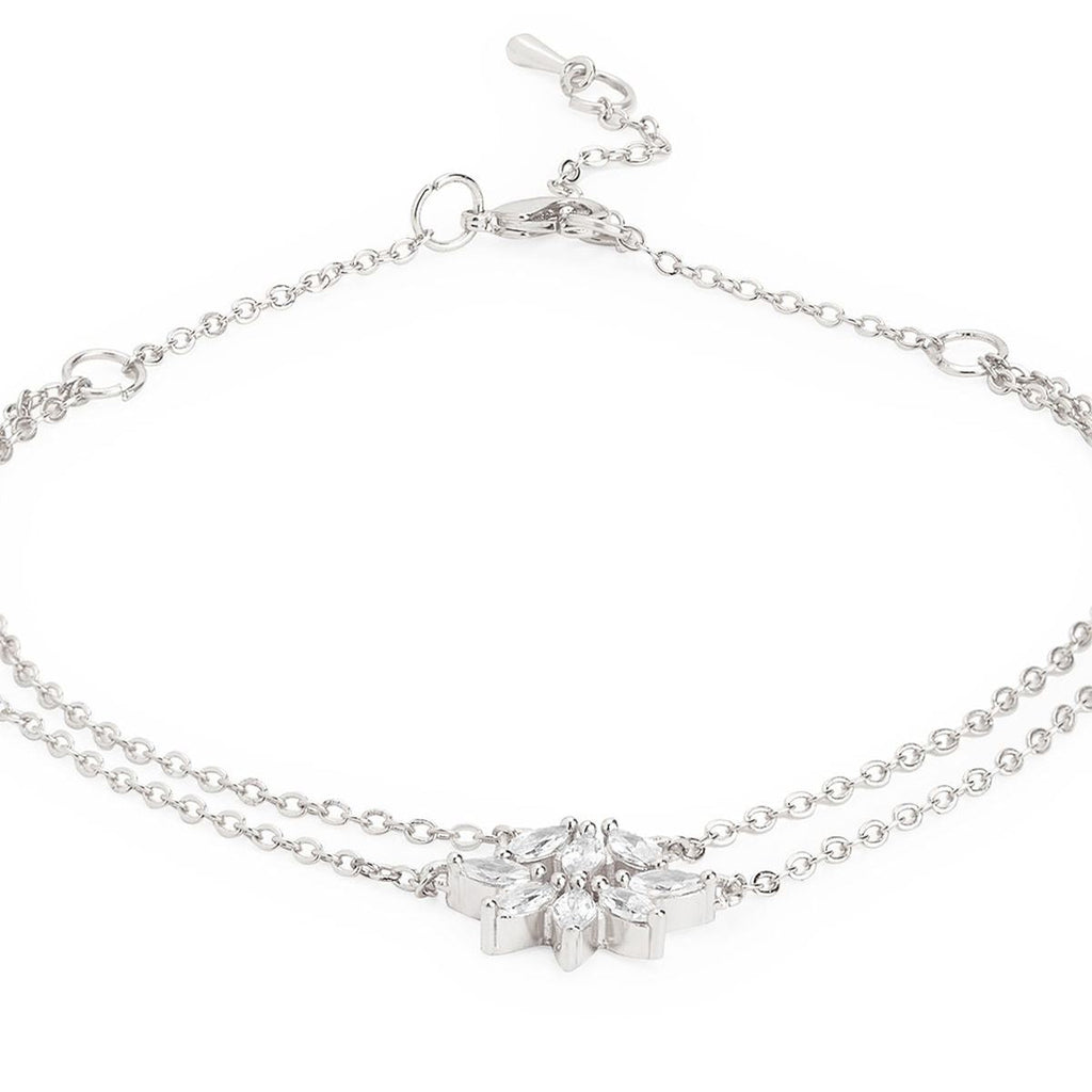 Marquise Cut Cubic Zirconia Gold Link Chain Layer Single Anklet Bulk