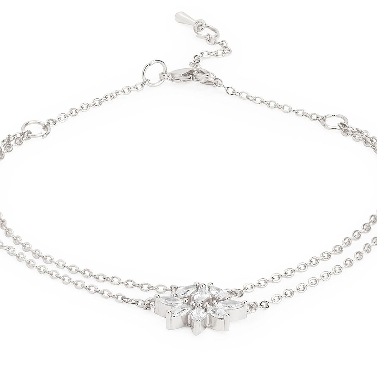 Marquise Cut Cubic Zirconia Gold Link Chain Layer Single Anklet Bulk