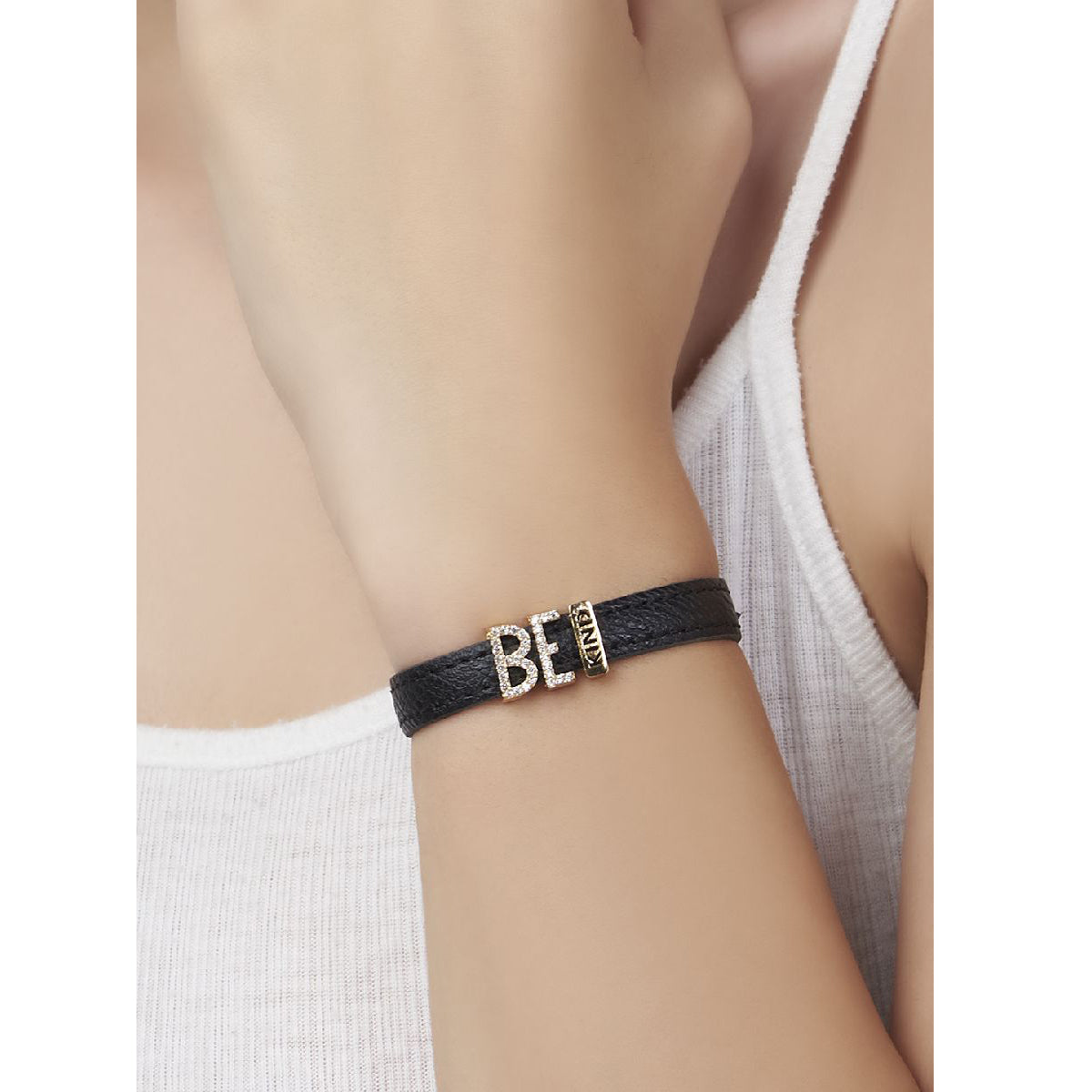 Be Kind CZ Leather Copper Black Gold Wrist Band Bracelet Bulk