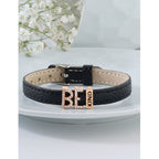 Be Kind CZ Leather Copper Black Gold Wrist Band Bracelet Bulk