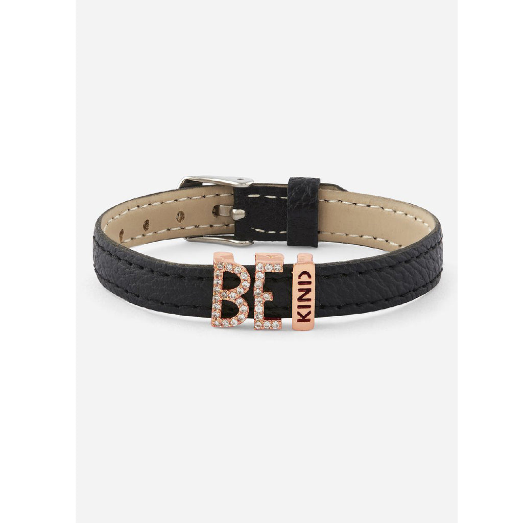 Be Kind CZ Leather Copper Black Gold Wrist Band Bracelet Bulk